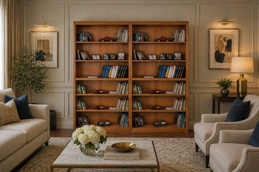 Tina Standard Bookcase (AUSSIE MADE) With Grooved Top - 2100(H) X 2400(W) - Tassie Oak (2 SECTIONS) - Assorted Colours
