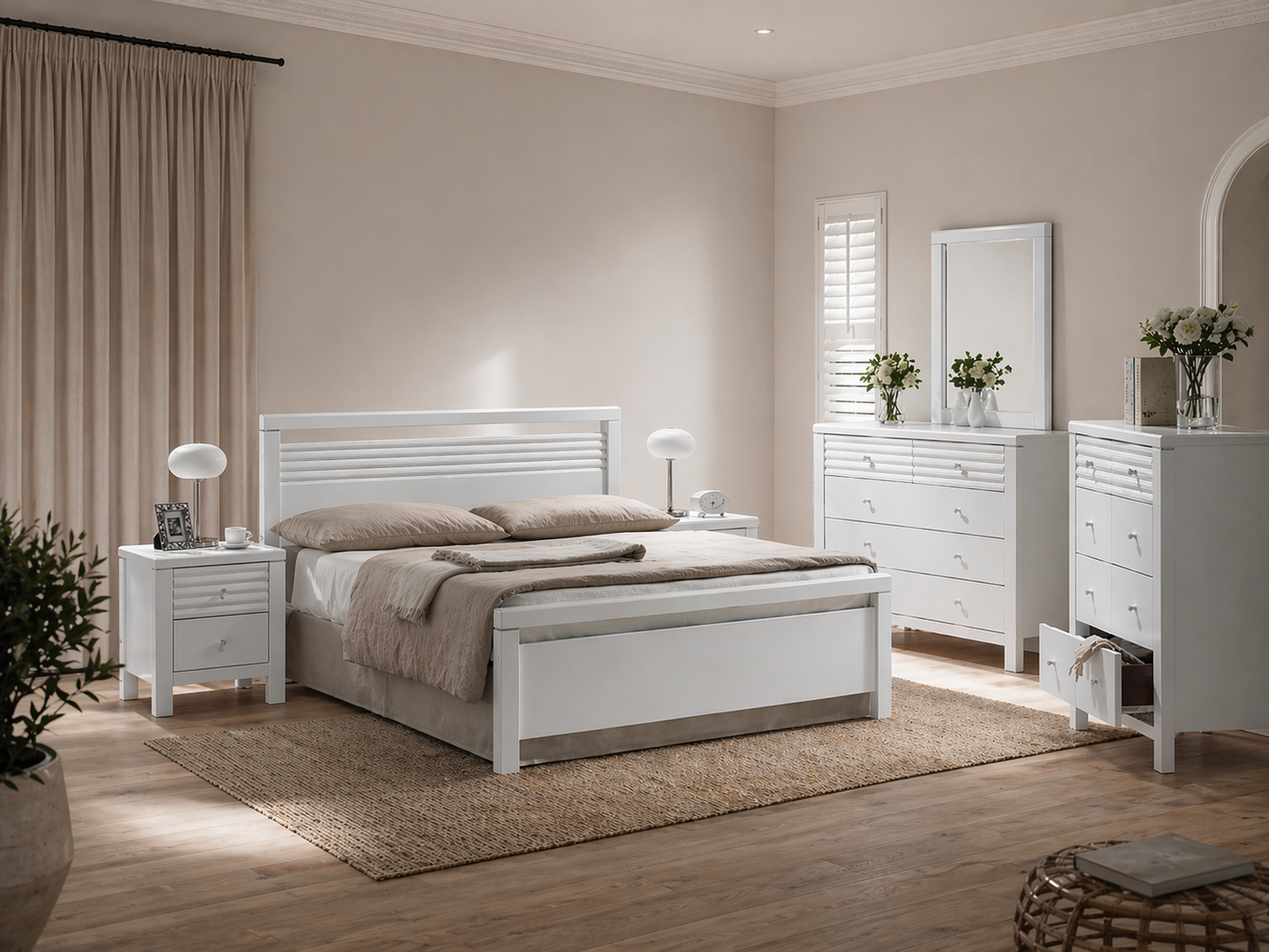 King Dallas (AUSSIE MADE) 5 Piece (DRESSER) Bedroom Suite - Assorted Painted Colours