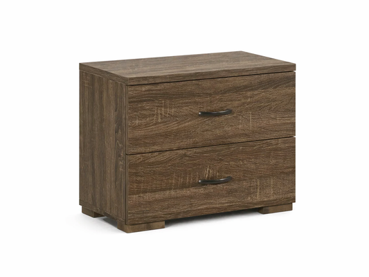 Dallas 2 Drawer Bedside Table - 500(H) X 550(W) X 400(D) - Grey Oak