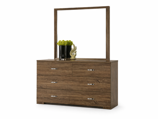 Dallas 4 Drawer Dressing Table With Mirror - 1750(H) X 1200(W) X 450(D) - Grey Oak