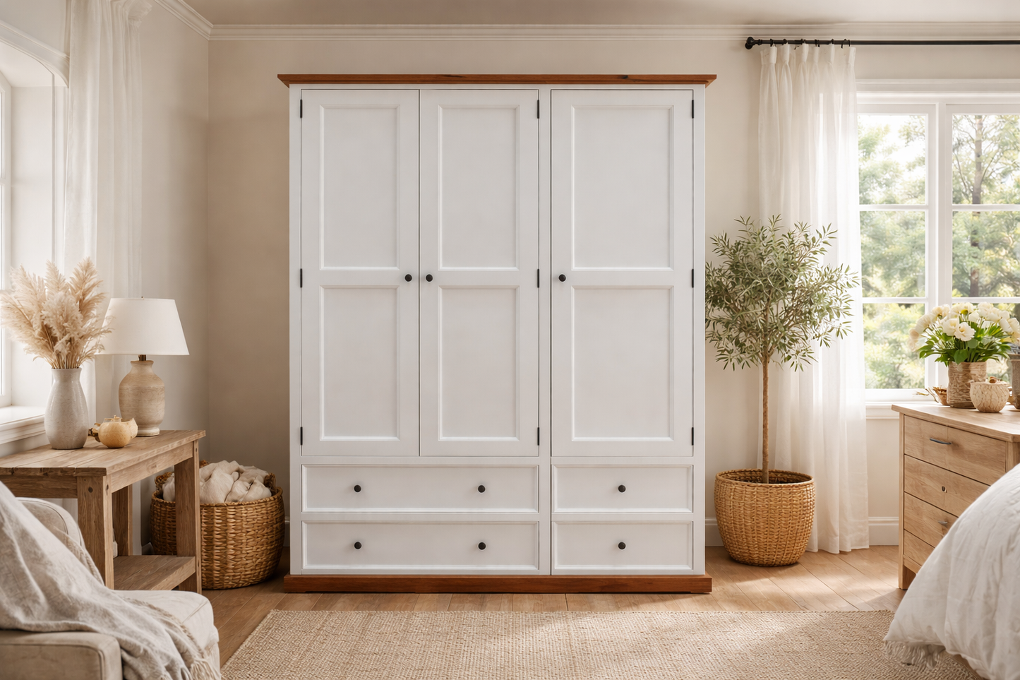 Harbour (AUSSIE MADE) 3 Section Mirror Wardrobe Collection - Assorted Painted / Stained Colours