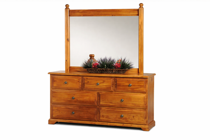 Avondale (AUSSIE MADE) 7 Drawer Dresser With Mirror - 795(H) X 1400(W) - Assorted Stained Colours