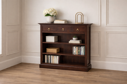 Centry (AUSSIE MADE) Lowline Bookcase With Drawer Collection - Assorted Stained Colours