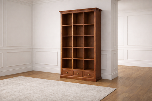 Mudgee (AUSSIE MADE) Cube Highline Bookcase With Picture Framed Drawers Collection - Assorted Stained Colours