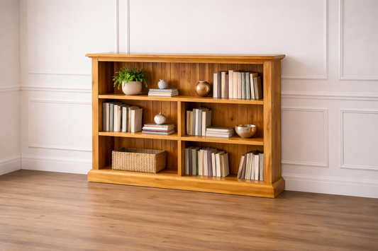 Domed (AUSSIE MADE) Lowline Bookcase Collection - Assorted Stained Colours