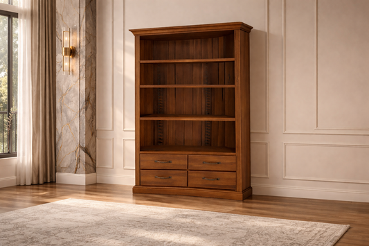 Jamaica (AUSSIE MADE) Bookcase With 4 Drawers And Shelves Collection - Assorted Stained Colours