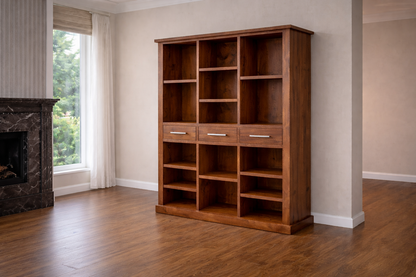 New York (AUSSIE MADE) Multipurpose Bookcase With 3 Drawers Collection - Assorted Stained Colours