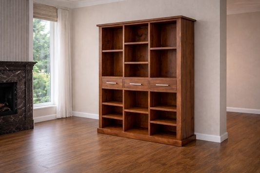 New York (AUSSIE MADE) Multipurpose Bookcase With 3 Drawers Collection - Assorted Stained Colours