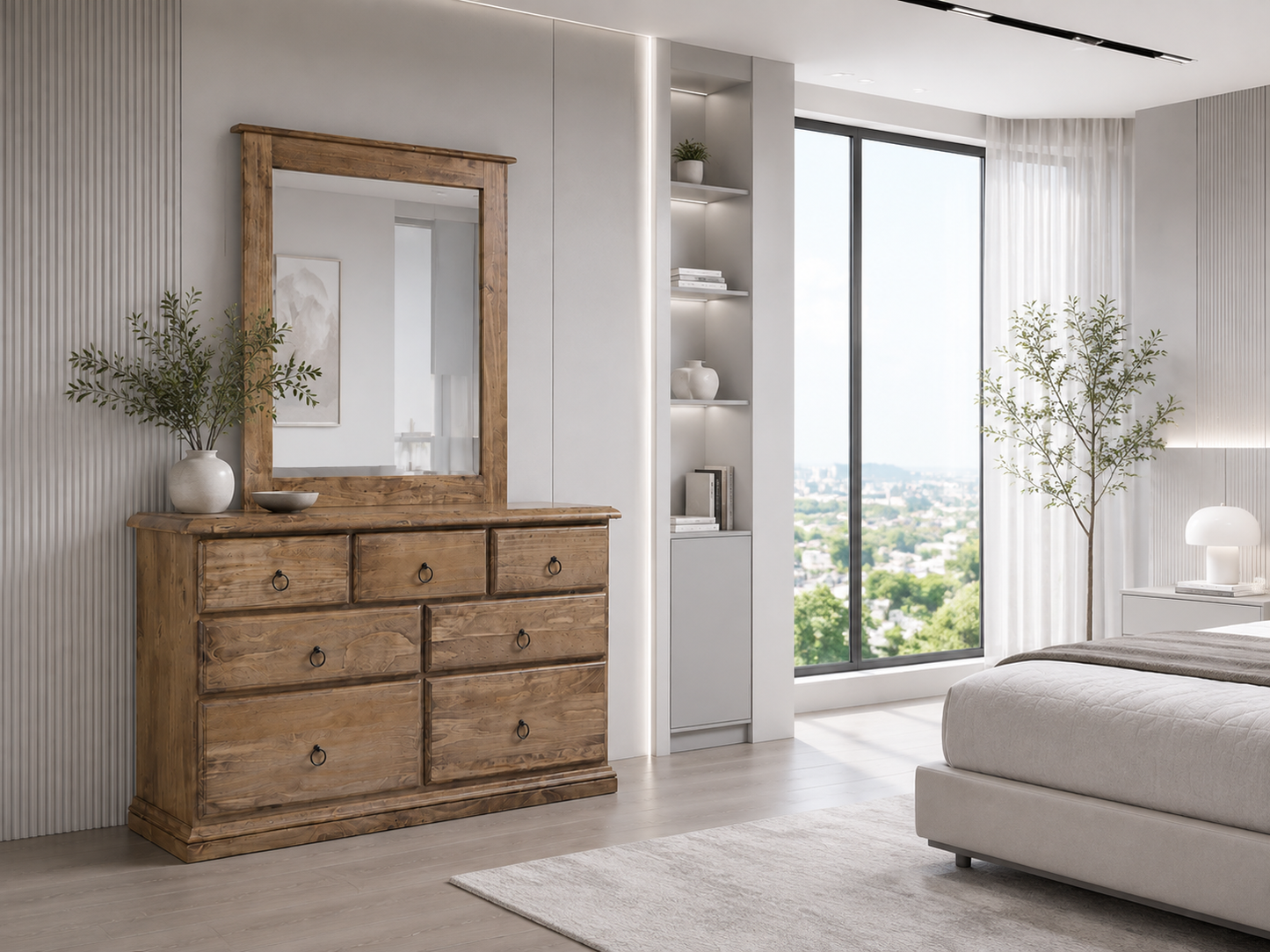 Cronulla (AUSSIE MADE) 7 Drawer Dresser With Mirror - Tassie Oak Combination - Assorted Colours