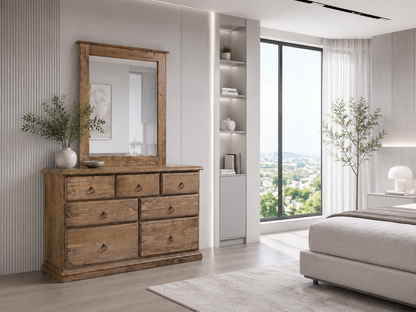 Cronulla (AUSSIE MADE) 7 Drawer Dresser With Mirror - Tassie Oak Combination - Assorted Colours