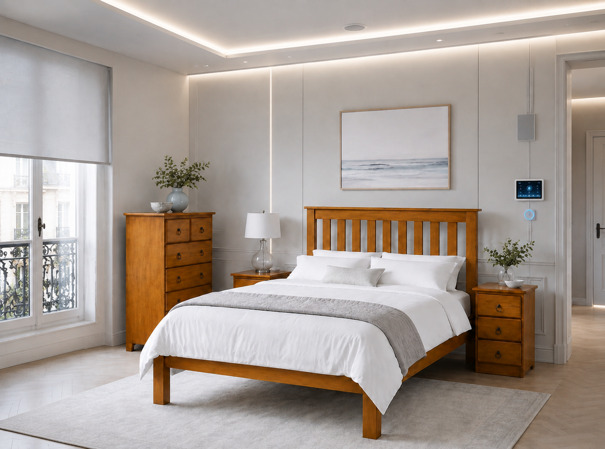 King Single Cronulla / Vegas Bed With Dooner Foot - Baltic (PICTURED) , Greywash , Walnut