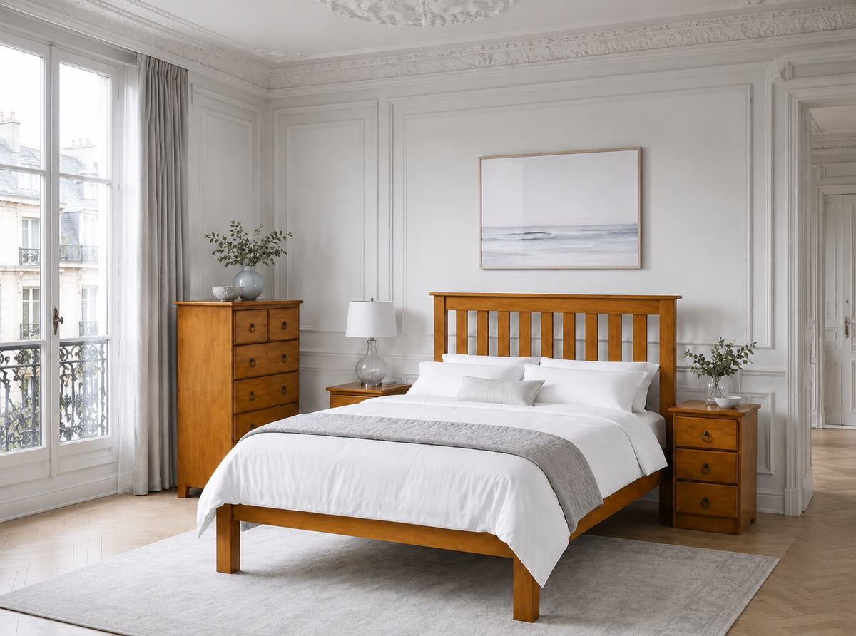 King Single Cronulla / Vegas Bed With Dooner Foot - Baltic (PICTURED) , Greywash , Walnut