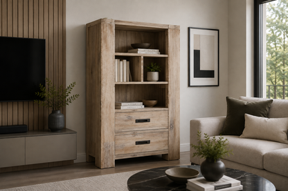 Oyster Bay (AUSSIE MADE) Bookshelf With 2 Drawers Collection - Assorted Stained Colours