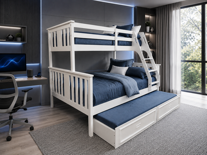 Veloz Single Over Double (TRIO) Bunk Bed - Bright Satin White (SNOW)