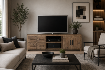 Swan (Aussie Made) 2 Doors & 4 Drawers TV Unit - 605(H) X 1900(W) - Assorted Stained Colours
