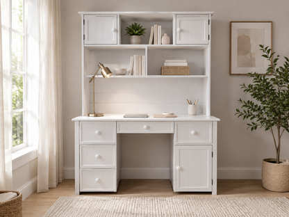 George (AUSSIE MADE) Desk & Hutch With Picture Frame Drawer Fronts Collection - Assorted Painted Colours