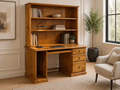 Noosa (AUSSIE MADE) 3 Drawer Timber Desk & Hutch Collection - Assorted Stained Colours