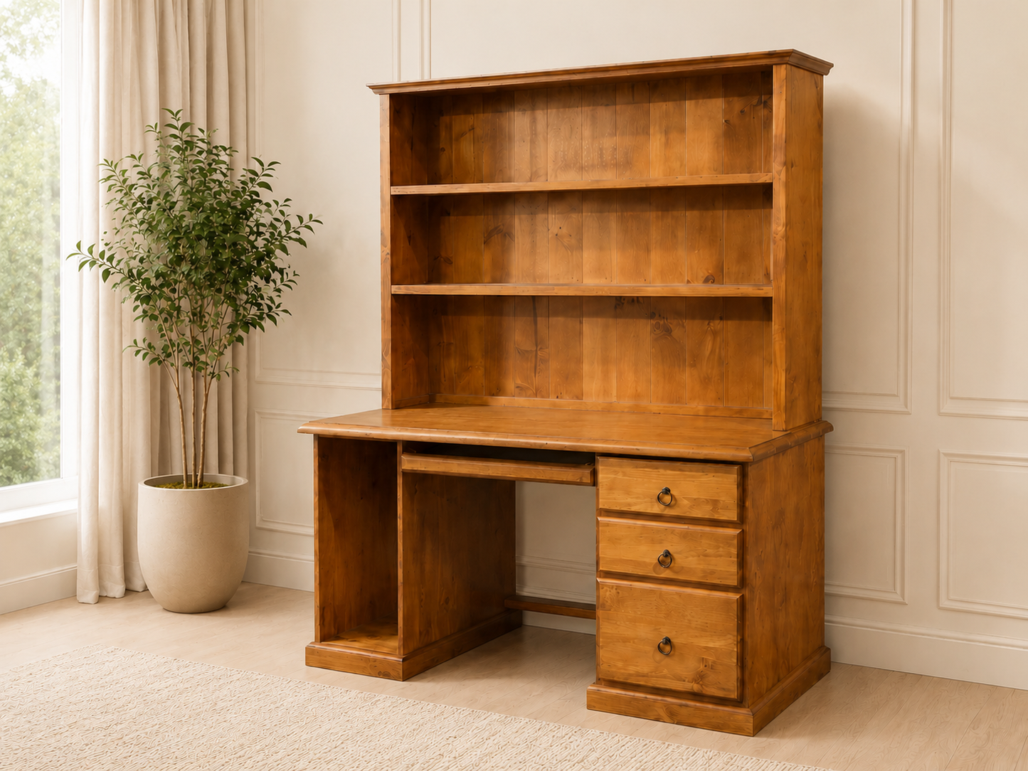 Noosa (AUSSIE MADE) 3 Drawer Timber Desk & Hutch Collection - Assorted Stained Colours