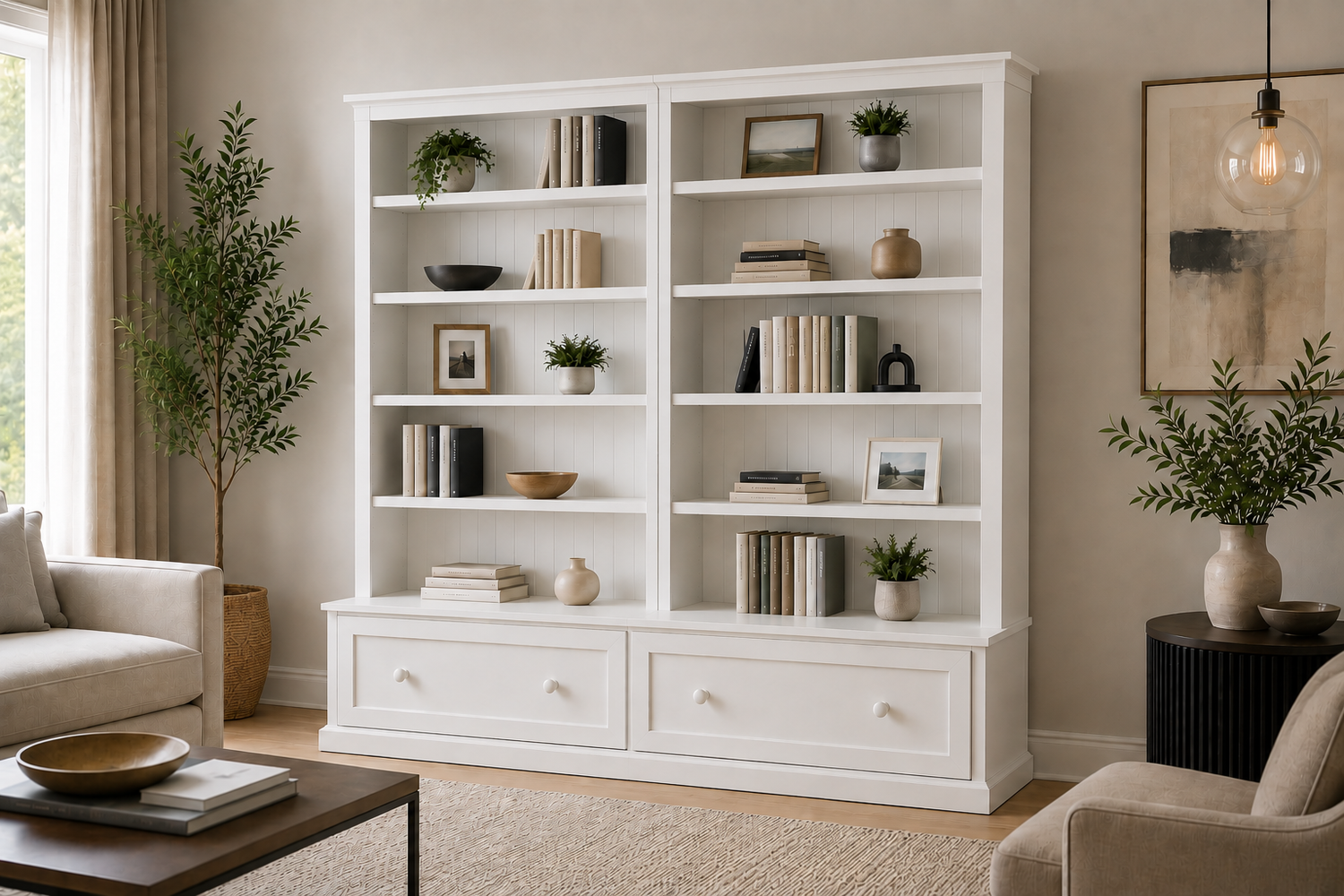 Urban (AUSSIE MADE) Flat Top Bookcase Combo With Flat Top + 2 Drawer Collection - Assorted Painted Colours