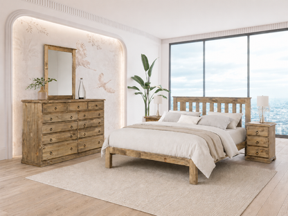 Cronulla Double Or Queen 5 Piece (DRESSER) Bedroom Suite - Bed With Doona Foot - Baltic (#215) , Walnut (#219) Or Grey Wash (#501)