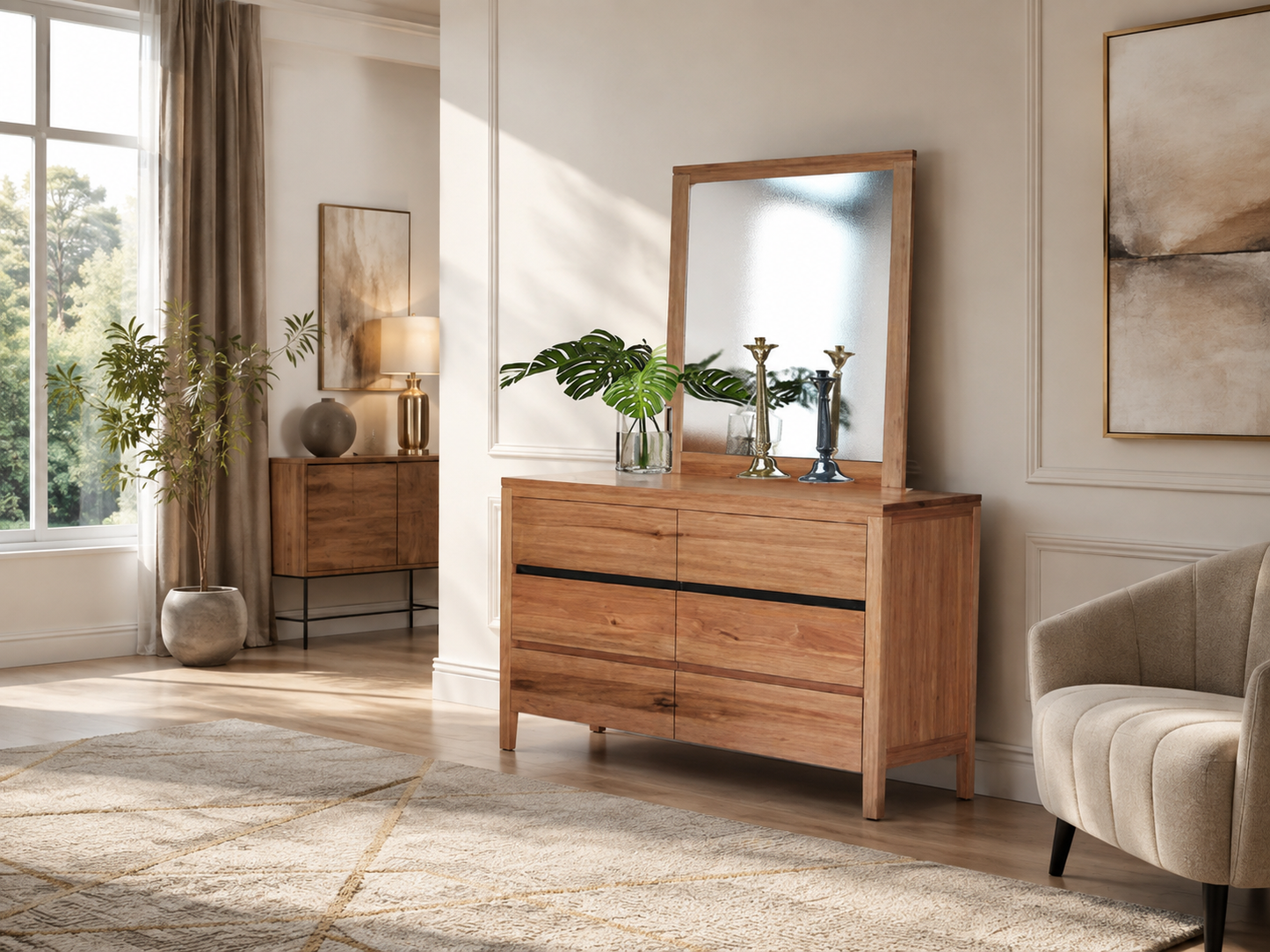 Arkansas 6 Drawer Dresser With Mirror - As Pictured