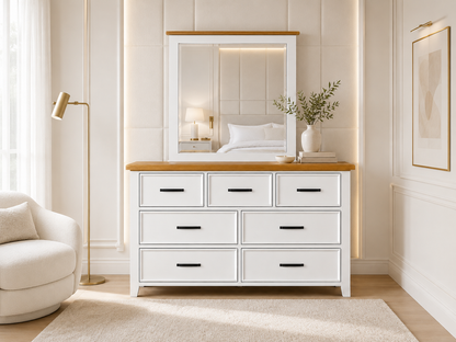 Sydneyside (AUSSIE MADE) 7 Drawer Dressing Table With Mirror - Two Tone - Assorted Painted Colours