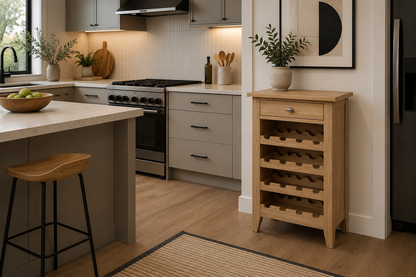 Elegance (AUSSIE MADE) 1 Drawer Wine Cabinet Collection - Tassie Oak Combination - Assorted Stained Colours