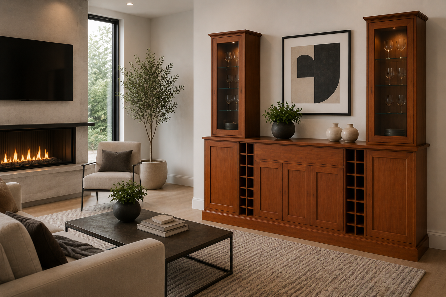 Deborah (AUSSIE MADE) TV Unit With Wine Rack Collection - Tassie Oak Combination - Assorted Stained Colours
