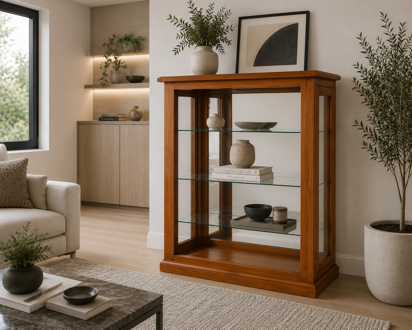 Nacht (AUSSIE MADE) Solid Timber Display Cabinet With Door (LHS & RHS FACING) Collection - Assorted Stained Colours