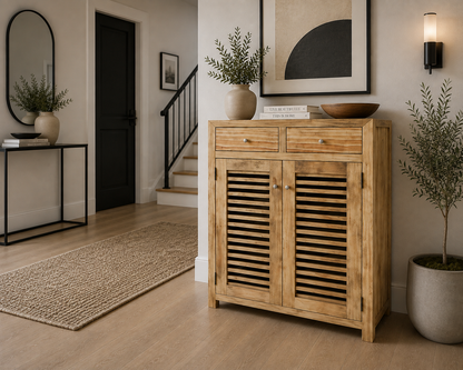 Bandy (AUSSIE MADE) Shoe Cabinet With 2 Lattice Doors / 2 Drawers Collection - Assorted Stained Colours
