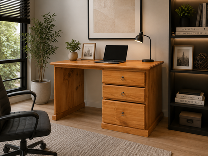 Singleton (AUSSIE MADE) 3 Drawer Thick Top Desk (4X2) With File Drawer - 1200(W) X 600(D) - Assorted Colours