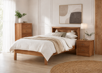 Single Or King Single Scholastic (AUSSIE MADE) 3 Piece Bedroom Suite - Tassie Oak Combination - Assorted Stained Colours