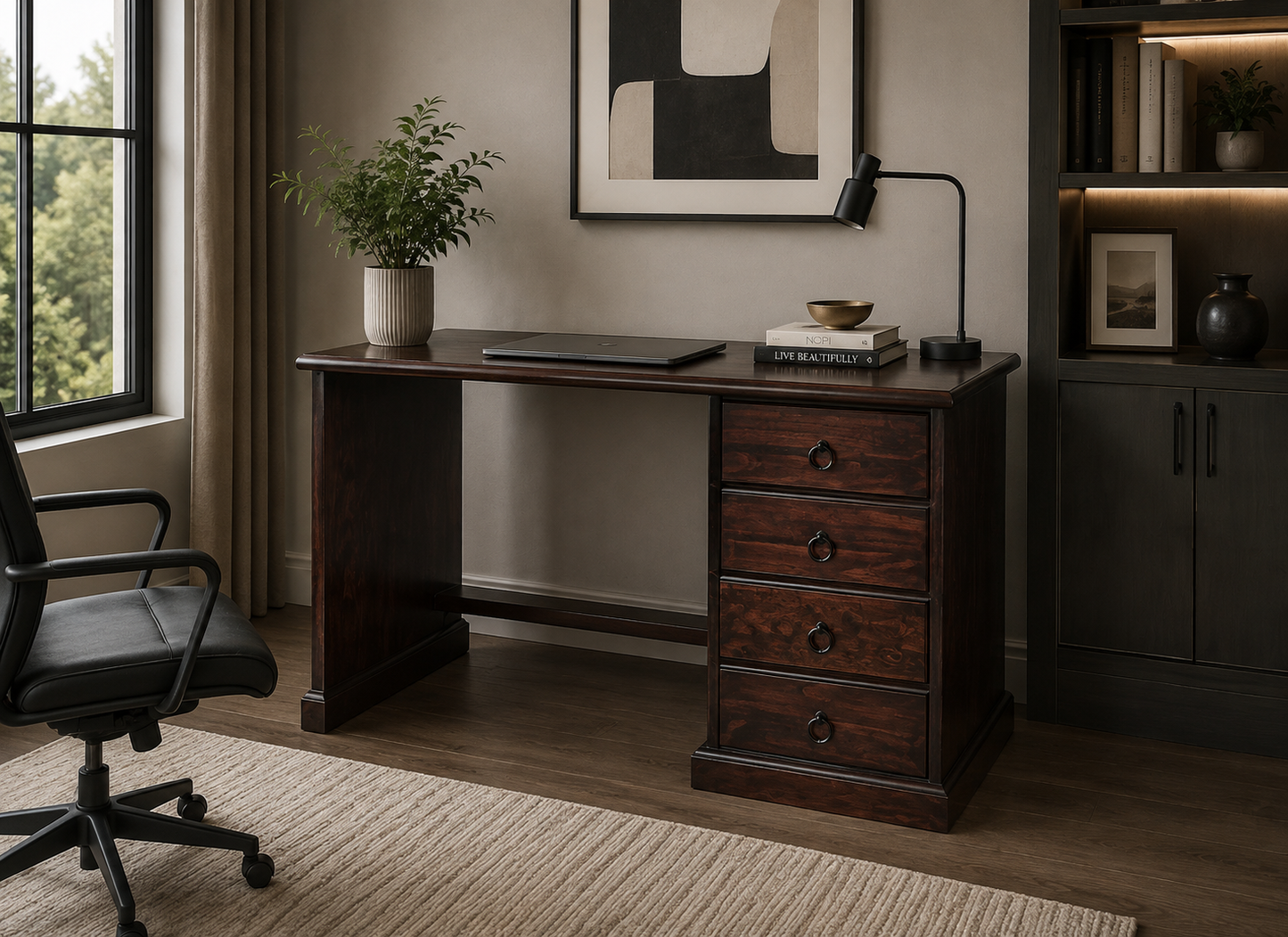 Noosa (AUSSIE MADE) 4 Drawer (REVERSIBLE) Desk - Assorted Stained Colours