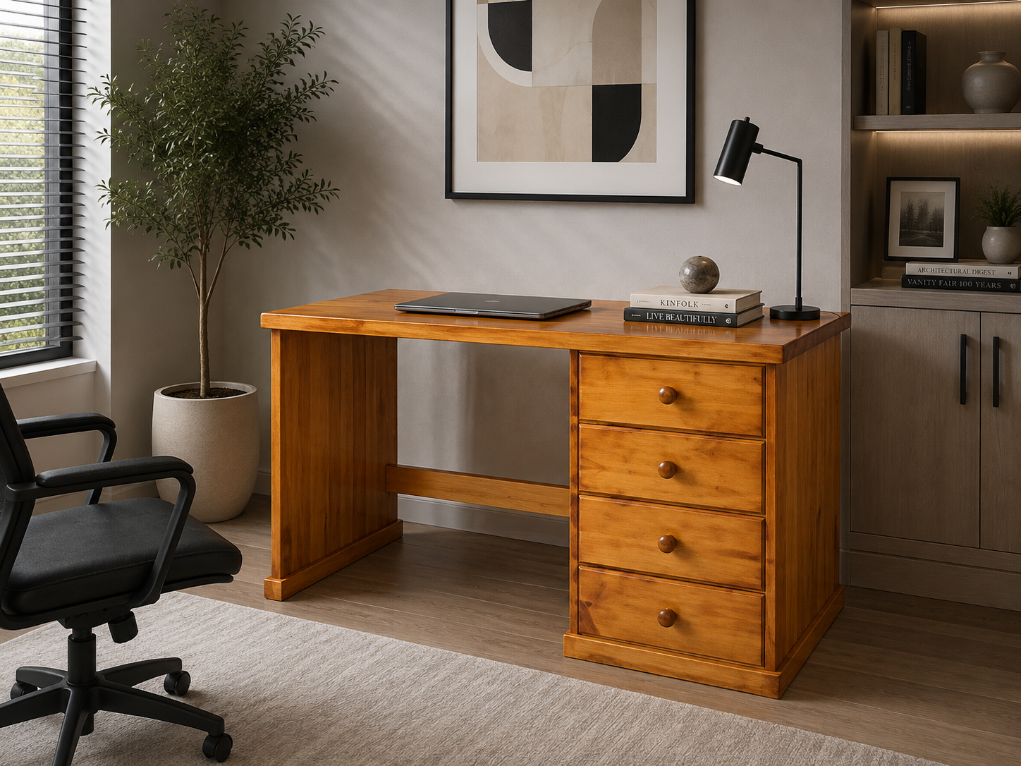 Macquarie (AUSSIE MADE) Large 4 Drawer Desk - 1600(W) X 600(D) - Assorted Colours