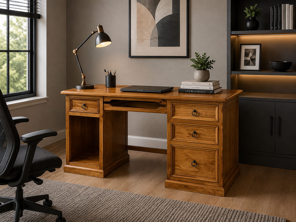 Jamieson (AUSSIE MADE) Timber Desk - 1450(W) X 700(D) - Assorted Stained Colours