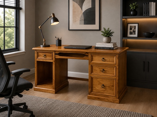 Jamieson (AUSSIE MADE) Timber Desk - 1450(W) X 700(D) - Assorted Stained Colours