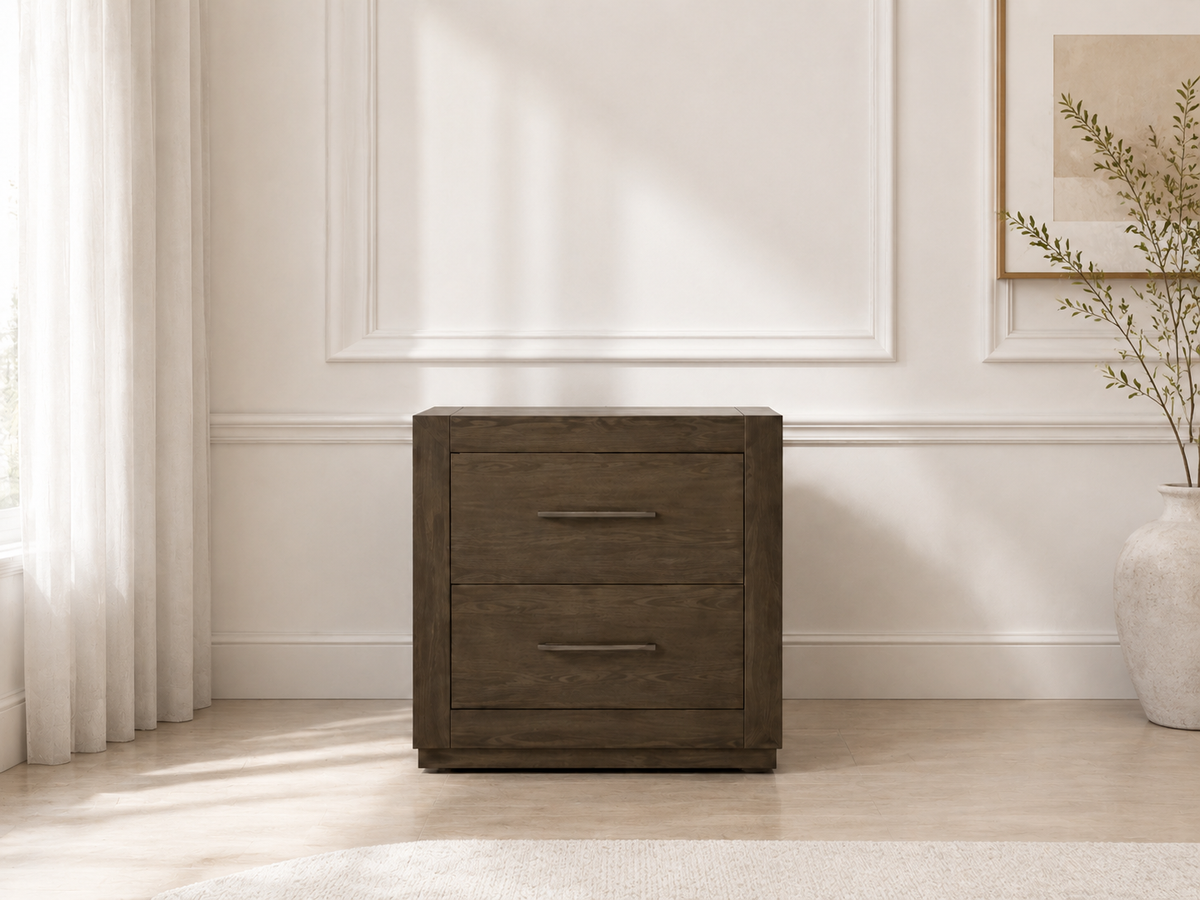 Lindsay (AUSSIE MADE) 2 Drawer Bedside Table With Floating Base - Assorted Stained Colours