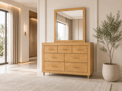 Carnival (AUSSIE MADE) 7 Drawer Dressing Table With Mirror - Tassie Oak Combination - Assorted Colours