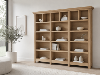 Principle Bookcase - 1800(H) X 2700(W) X 330(D) - Pigeon Paired (3 SECTIONS) - Assorted Colours