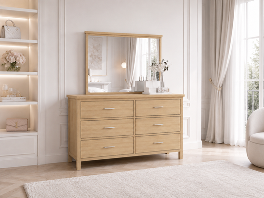 Belrose (AUSSIE MADE) Dressing Table With Mirror - Tassie Oak Combination - Assorted Colours