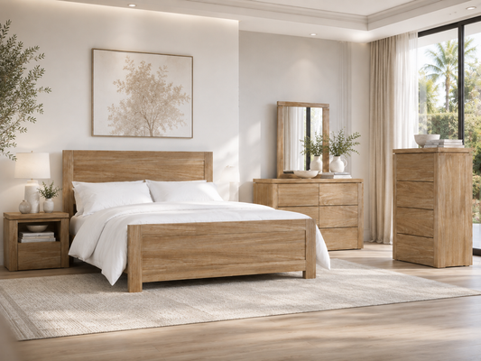 Queen Georgia 6 Piece (DRESSER) Bedroom Suite - Sand Dune