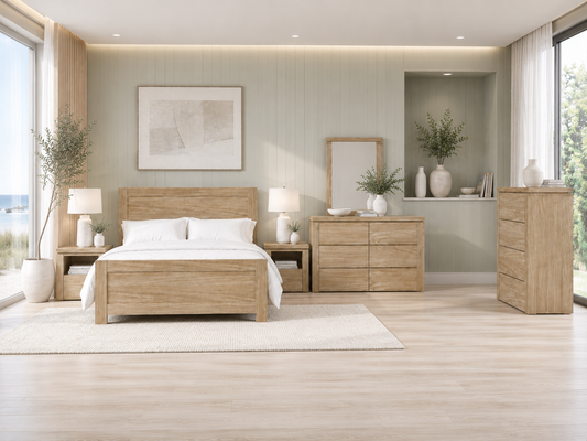 Queen Georgia 4 Piece (TALLBOY) Bedroom Suite - Sand Dune