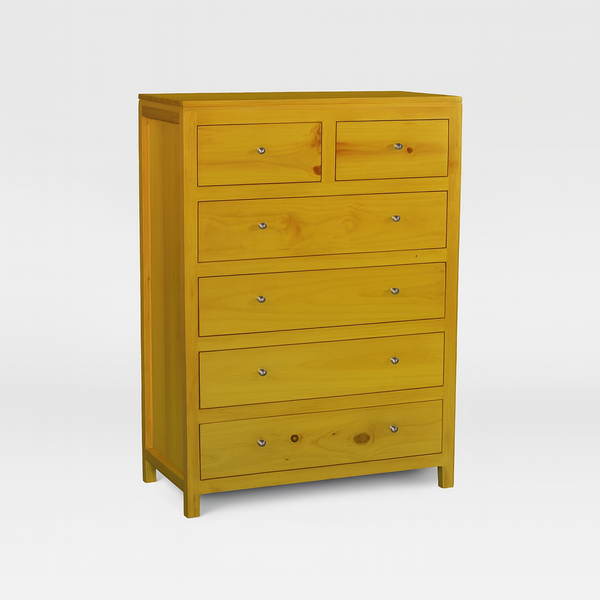 Oliver (AUSSIE MADE) Straight 6 Drawer Tallboy (2 OVER 4) - 1200(H) X 900(W) X 450(D) - Assorted Colours