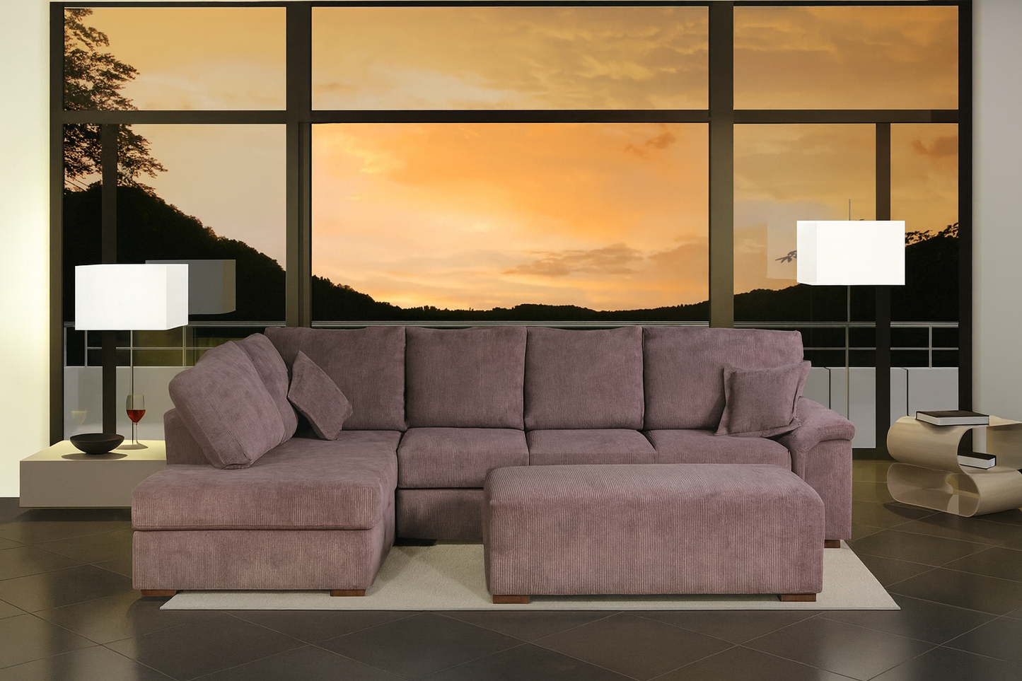 Rosehill (AUSSIE MADE) 3 Seater Chaise + Ottoman - Assorted Colours