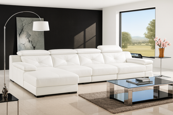 Raymond Leatherette 2 Seater + 1 Seater + Lhs/rhs Chaise - White