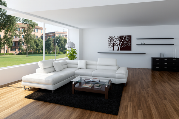 William Leatherette 3 Seater + Lhs/rhs Chaise - White