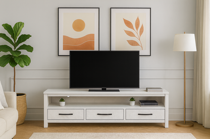 Mildred Entertainment Unit With 3 Drawers (6-12-15-9-14-1) - 555(H) X 1660(W) - White Wash