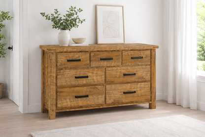 HOUSTON KING 6 PIECE (THE LOT) BEDROOM SUITE WITH 2 UNDER BED DRAWERS - RUSTIC OAK