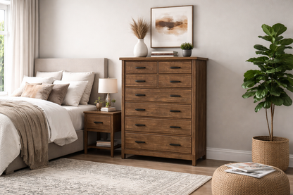 Greely (AUSSIE MADE) 9 Drawer Tallboy - 1100(H) X 1180(W) X 420(D) - Assorted Stained Colours