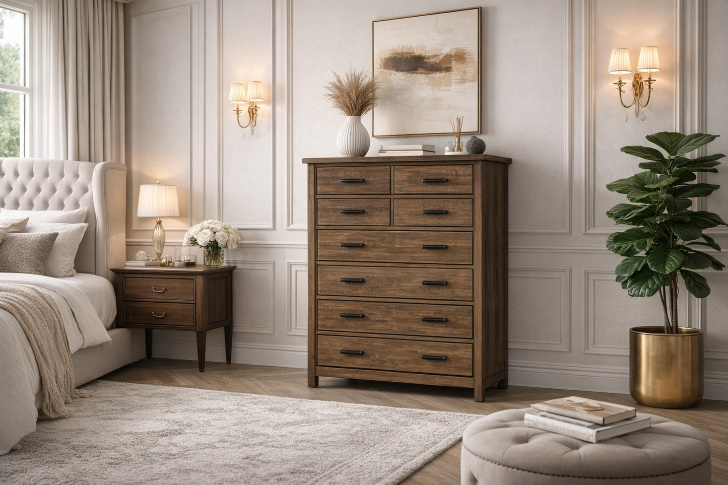 Greely (AUSSIE MADE) 9 Drawer Tallboy - 1100(H) X 1180(W) X 420(D) - Assorted Stained Colours